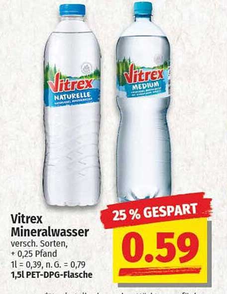 Vitrex Mineralwasser – 25 % gespart!