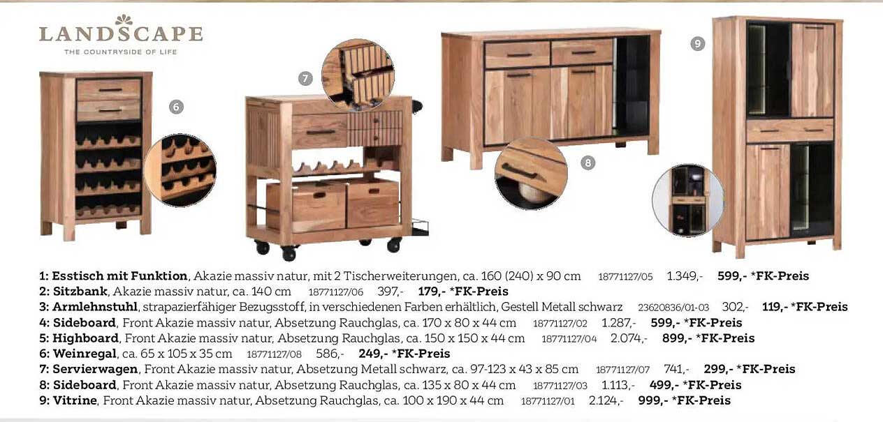 Vitrine, Front Akazie massiv natur, Absetzung Rauchglas