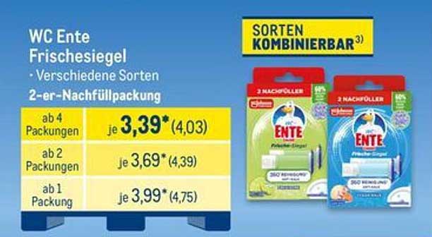 WC Ente Frischsiegel 2-er Nachfüllpackung - Verschiedene Sorten