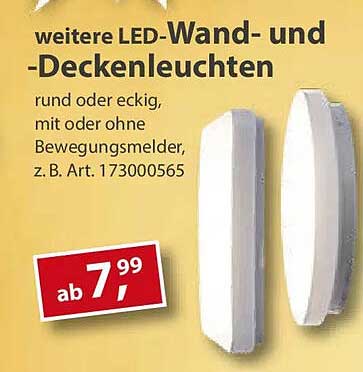 Weitere LED-Wand- und Deckenleuchten, ab 7,99