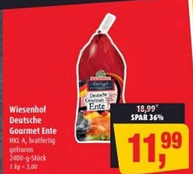 Wiesenhof Deutsche Gourmet Ente HKL A brattfertig gefroren 2400-g-Stück
