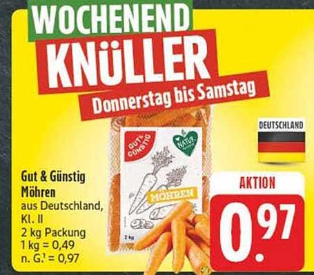Wochenend Knüller: Gut & Günstig Möhren aus Deutschland, Kl. II
