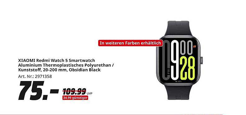 XIAOMI Redmi Watch 5 Smartwatch Aluminium Thermoplastisches Polyurethan / Kunststoff