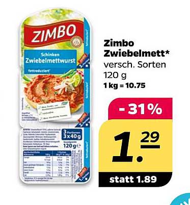 Zimbo Zwiebelmettwurst 120 g - jetzt im Angebot!