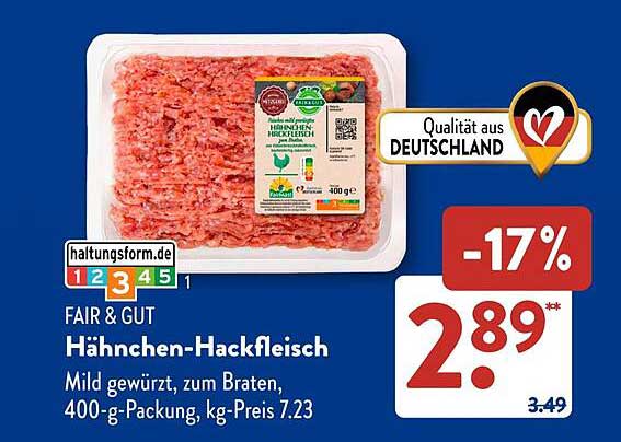 Fair & Gut Hänchen-Hackfleisch 400-G-Packung Angebot bei Aldi Süd ...