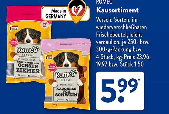 ROMEO Kausortiment - Verschiedene Sorten für Ihren Hund