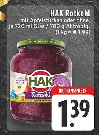 Wunderbar Hak Rotkohl Angebot Bilder