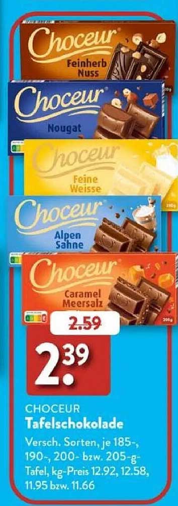 CHOCEUR Tafel-Schokolade - Verschiedene Sorten