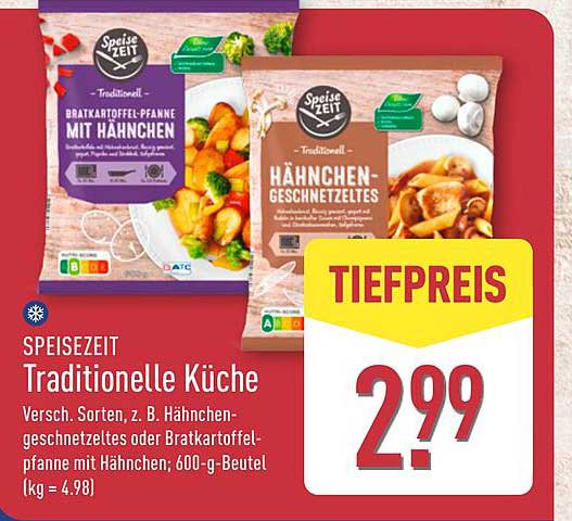 SPEISEZEIT Traditionelle Küche - Hähnchen-Geschnetzeltes oder Bratkartoffel-Pfanne mit Hähnchen