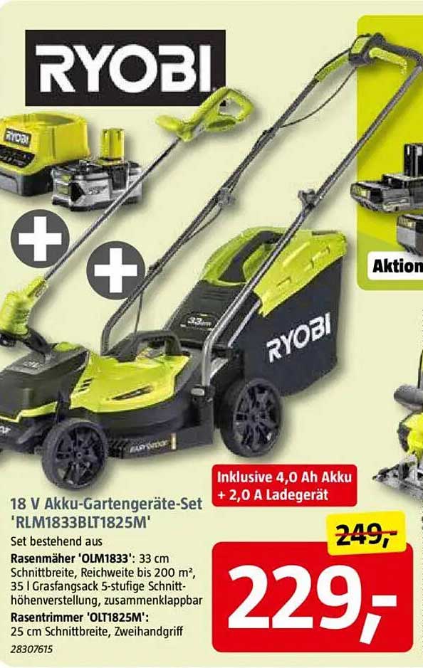 18 V Akku-Gartengeräte-Set 'RLM1833BLT1825M'