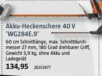 Akku-Heckenschere 40 V 'WG284E.9'
