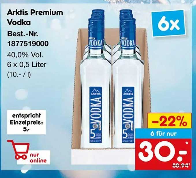 Arktis Premium Vodka 6 x 0,5 Liter - hochprozentiger Genuss