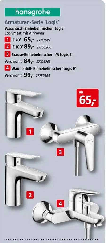 Armaturen-Serie 'Logis' - Waschbecken-Einhebelmischer 'E 70'