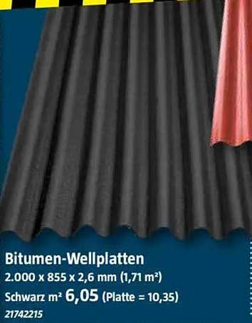 Bitumen-Wellplatten 2.000 x 855 x 2,6 mm (1,71 m²) | Schwarz