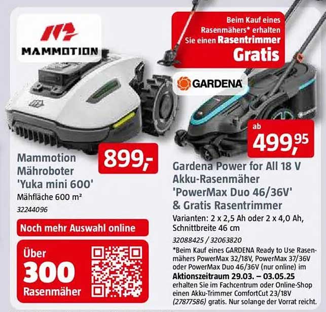 Gardena Power for All 18 V Akku-Rasenmäher 'PowerMax Duo 46/36V' & Gratis Rasentrimmer