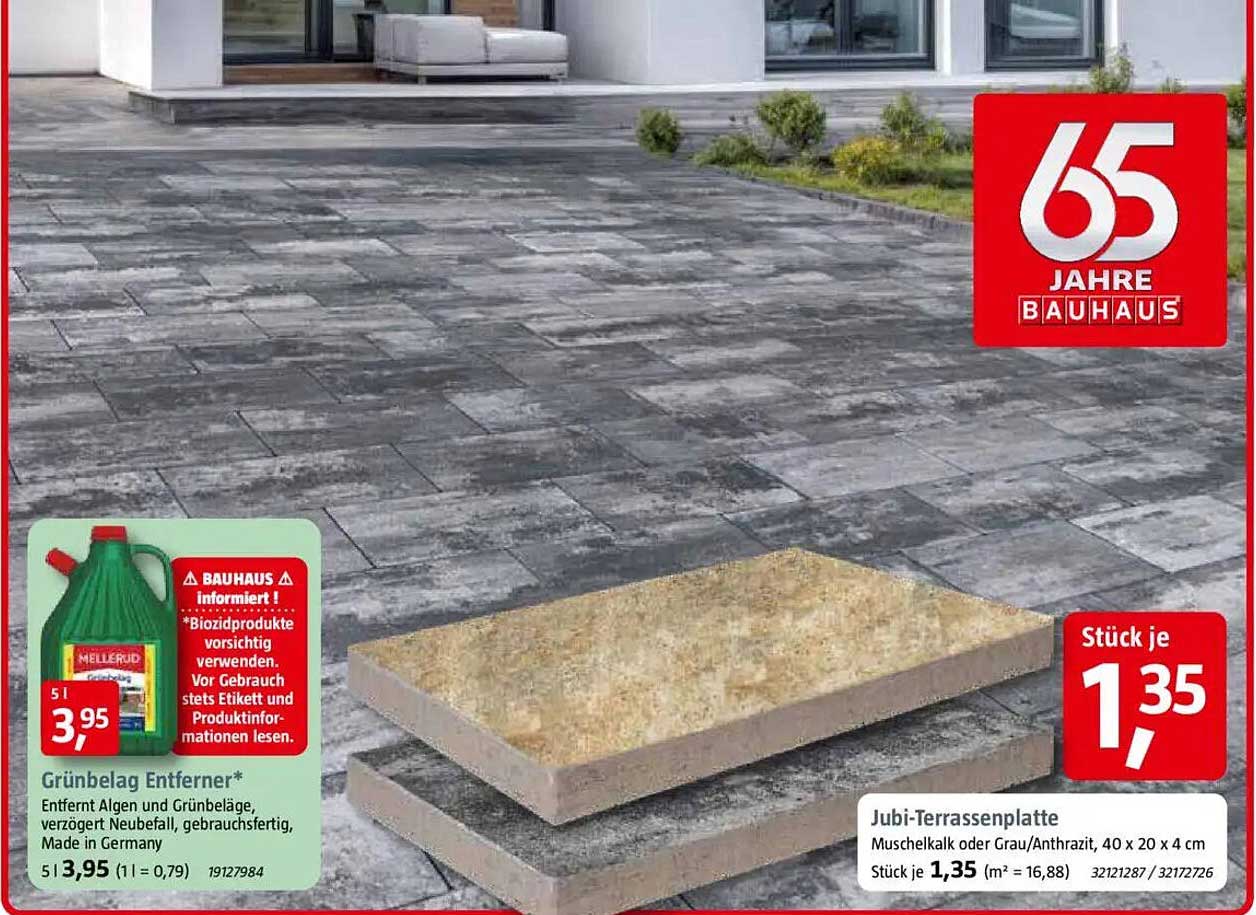 Jubi-Terrassenplatte Muschelkalk oder Grau/Anthrazit, 40 x 20 x 4 cm