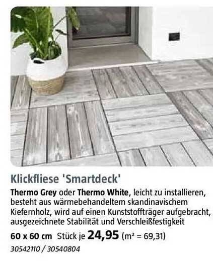 Klickfliese 'Smartdeck' Thermo Grey oder Thermo White