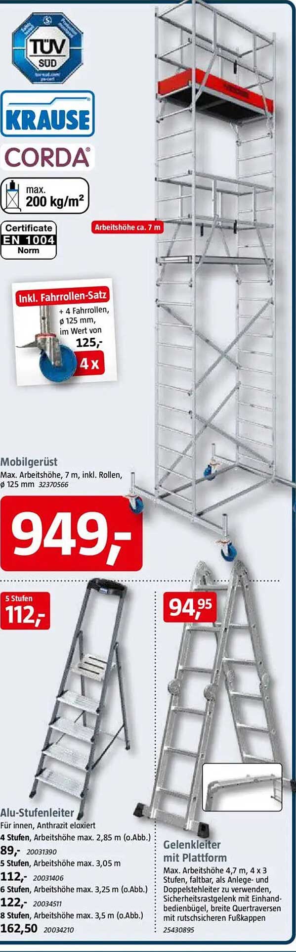 KRAUSE Corda Mobilgerüst - Max. Arbeitshöhe ca. 7 m