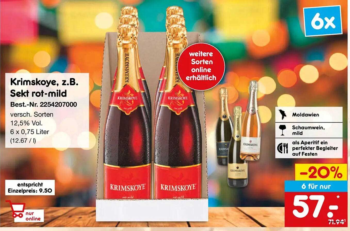 Krimskoye Sekt rot-mild 6 x 0,75 Liter