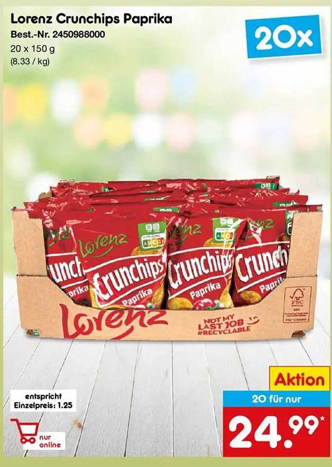 Lorenz Crunchips Paprika 20 x 150 g