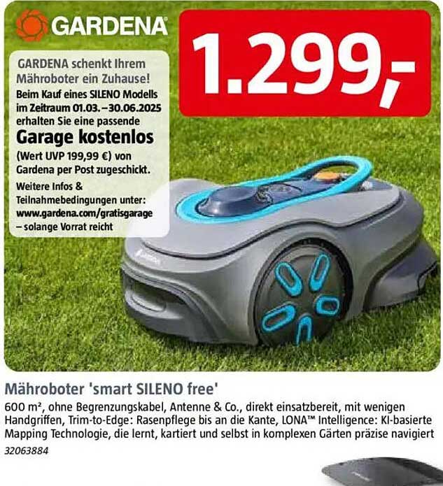 Mähroboter 'smart SILENO free' von Gardena