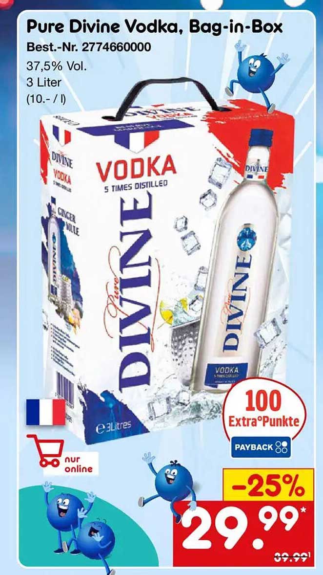 Pure Divine Vodka, Bag-in-Box, 3 Liter
