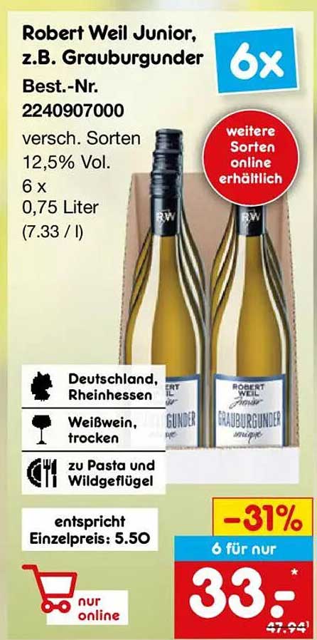 Robert Weil Junior Grauburgunder 6x 0,75 Liter