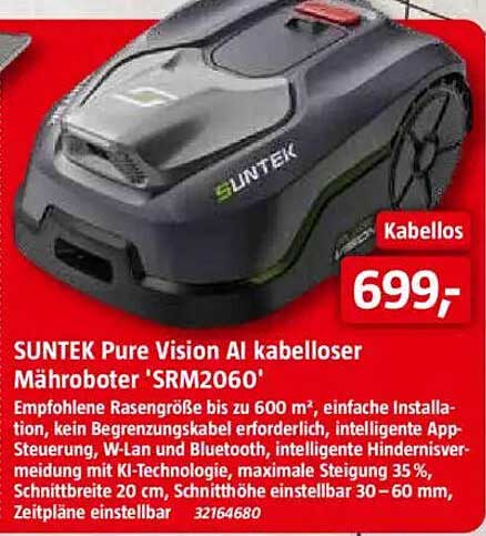 Suntek Pure Vision AI kabelloser Mähroboters 'SRM2060'