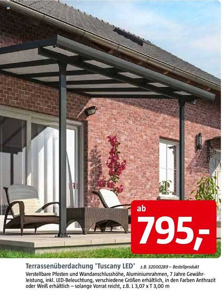 Terrassenüberdachung 'Tuscany LED'