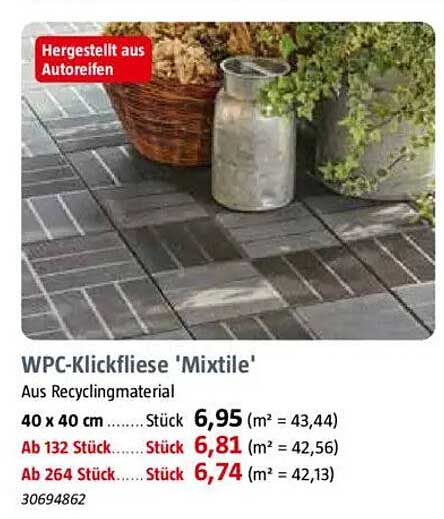WPC-Klickfliese 'Mixtile' – Aus Recyclingmaterial