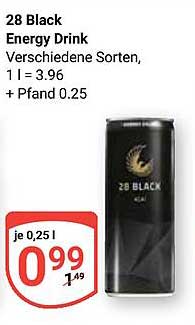 28 Black Energy Drink, 0,25 l für 0,99 €