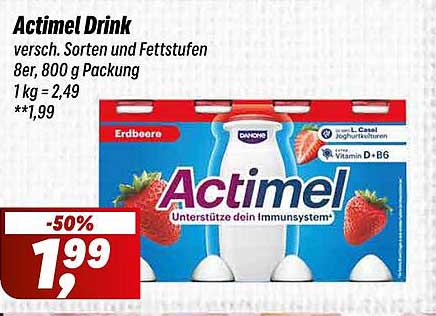 Actimel Drink 8er Packung (800 g) - Erdbeere