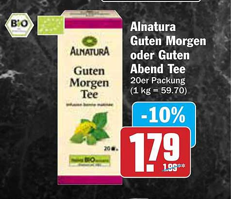 Alnatura Guten Morgen oder Guten Abend Tee 20er Packung