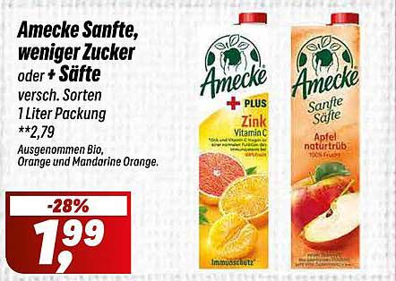 Amecke Sanfte, weniger Zucker oder Säfte, versch. Sorten 1 Liter Packung