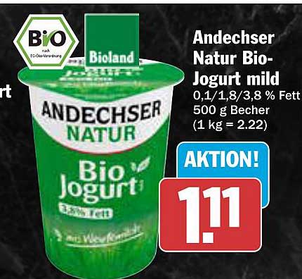 Andechser Natur Bio-Jogurt mild 500 g Becher