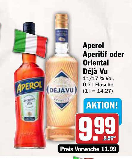Aperol Aperitif oder Oriental Déjà Vu 0,7 l Flasche