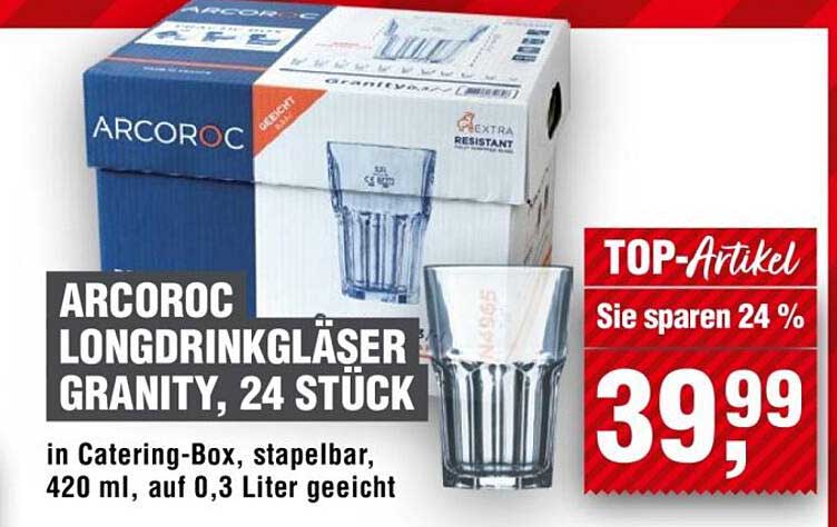 ARCOROC LONGDRINKGLÄSER GRANITY, 24 STÜCK
