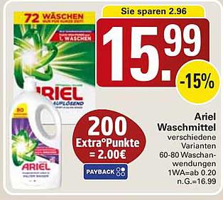 Ariel Waschmittel verschiedene Varianten 60-80 Waschwendungen