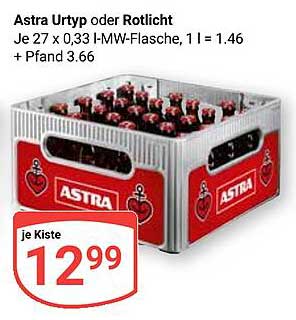 Astra Urtyp oder Rotlicht - Kiste mit 27 x 0,33 l I-MW-Flaschen