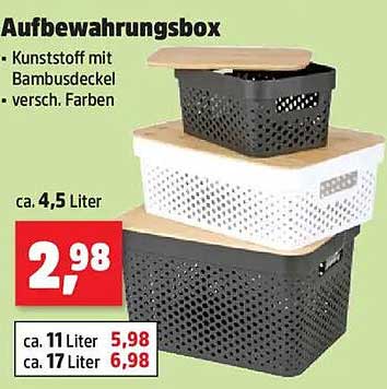 Aufbewahrungsbox - Kunststoff mit Bambusdeckel, verschiedene Farben