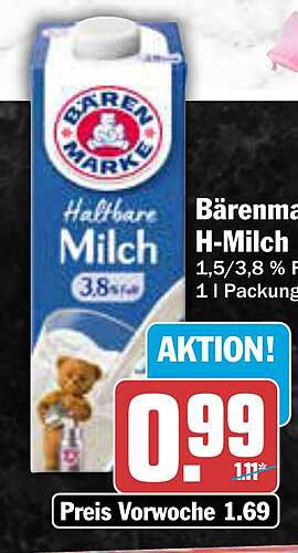 Bärenmarke Halbfare H-Milch 1 l