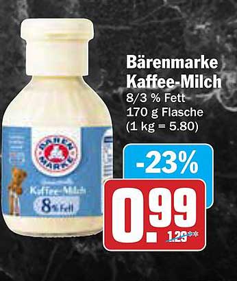 Bärenmarke Kaffee-Milch 8/3 % Fett 170 g Flasche