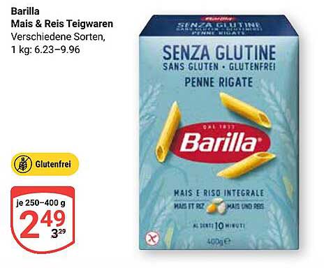 Barilla Mais & Reis Teigwaren – verschiedene Sorten