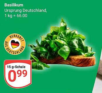 Basilikum – frisch aus Deutschland, 15 g für nur 0,99 €