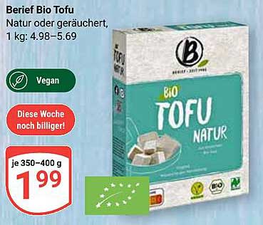 Berief Bio Tofu Natur oder geräuchert, 350-400 g