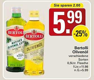 Bertolli Olivenöl verschiedene Sorten 0,5L Flasche