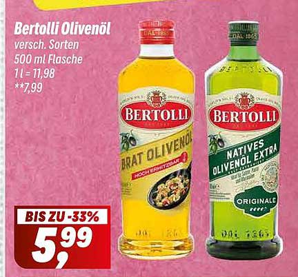 Bertolli Olivenöl - verschiedene Sorten, 500 ml Flasche