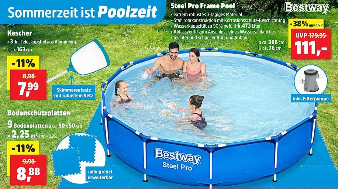 Bestway Steel Pro Frame Pool mit Filterpumpe - Sommerzeit ist Poolzeit