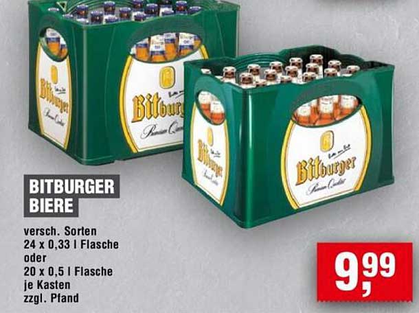 Bitburger Biere - Verschiedene Sorten im Kasten