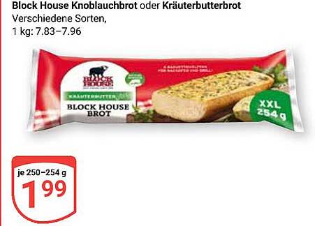 Block House Knoblauchbrot oder Kräuterbutterbrot, 254 g